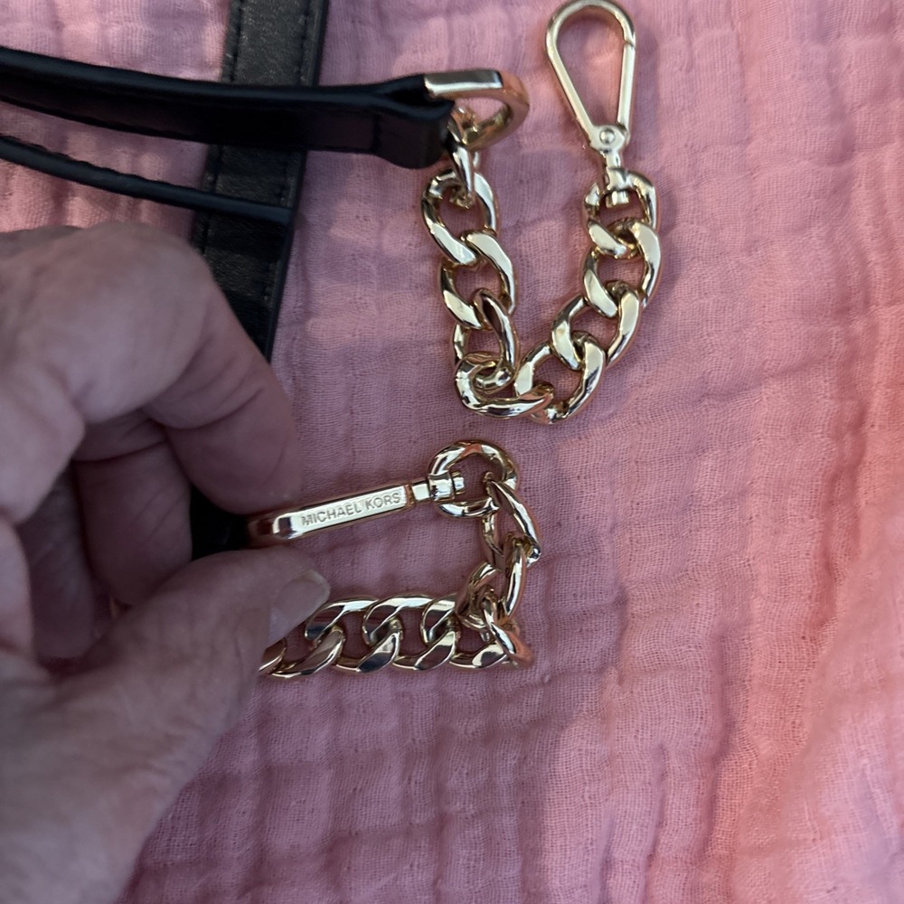 52" Michael Kors Gold / Black Leather Handbag Shoulder Crossbody Handbag Strap - Picture 5 of 7